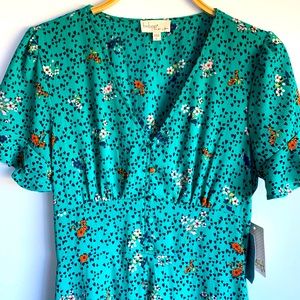 Green Floral Fit and Flare Dress